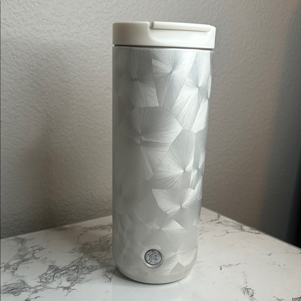 Starbucks Elegant Insulated  Silver White Travel Mug